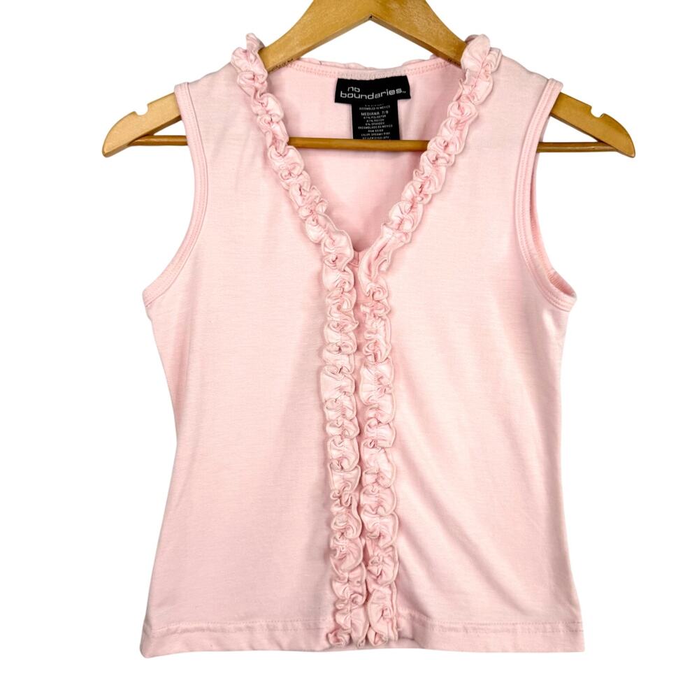 Vintage No Boundaries Pale Pink Ruffle Tank Top M